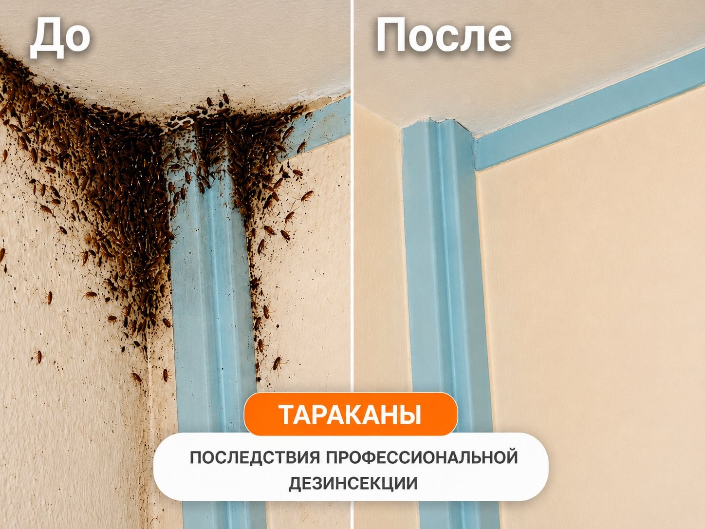 До и после обработки от плесени